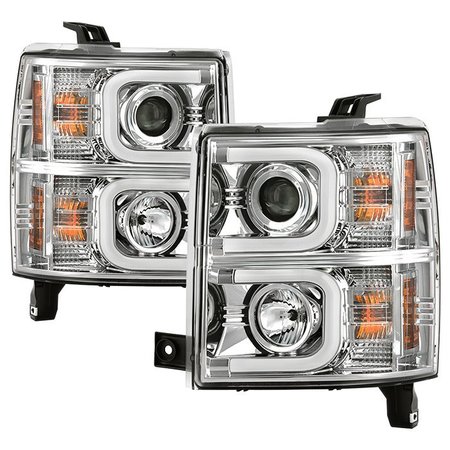 SPYDER AUTOMOTIVE 14-15 SILVERADO 1500PROJECTOR HEADLIGHTS-LIGHT BAR DRL-CHROME-HIGH H1 (INCLUDED) 5079480